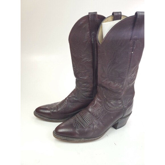 Dan Post Burgundy Black Cherry Leather Cowboy Western Boots 16773 Size 8.5 D main image 5